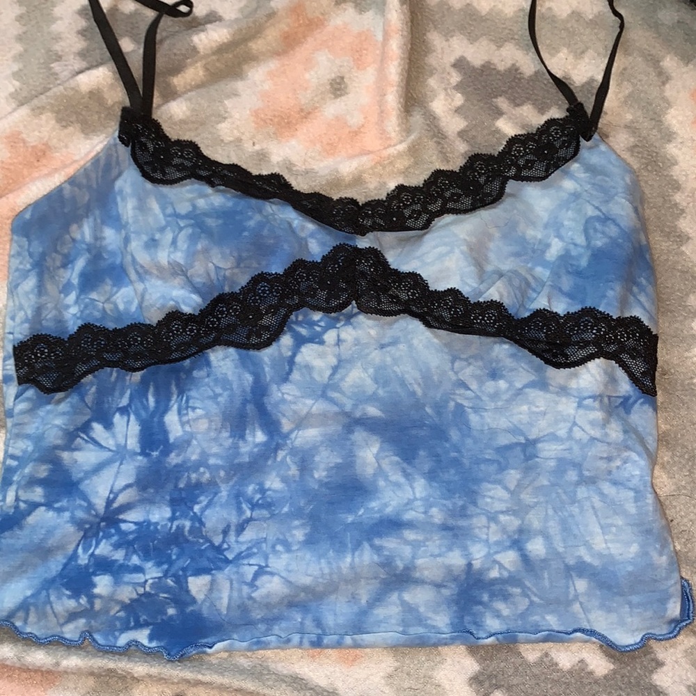 sky blue & white crop top